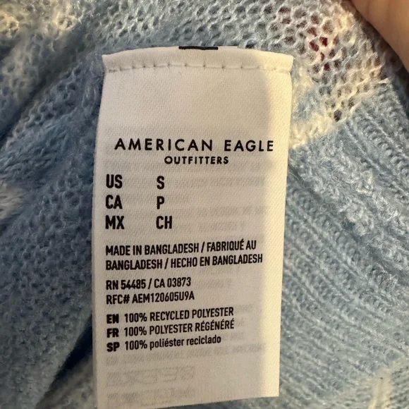 NWT American Eagle  Blue/White LIGHTWEIGHT V-Neck SPRING SWEATER   SMALL  #4 - Picture 9 of 13